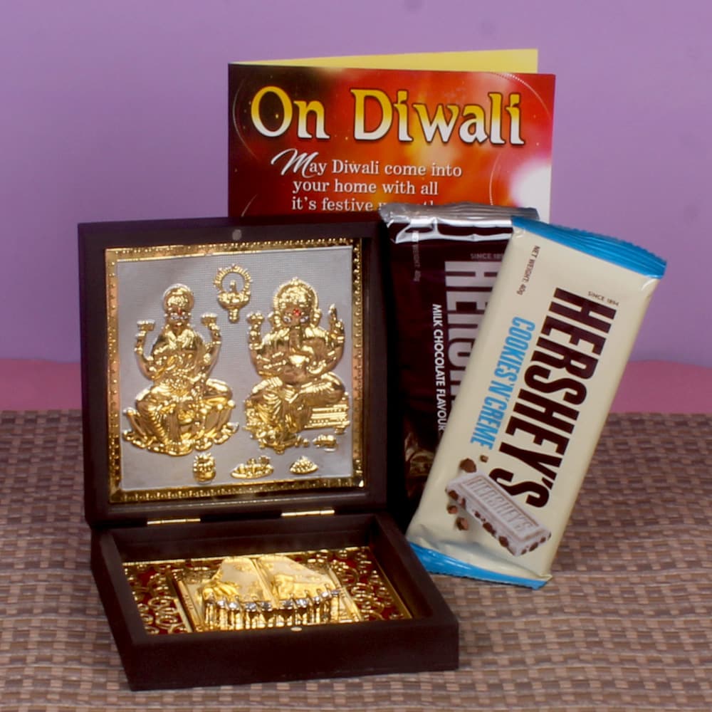 Diwali Laxmi Ganesha Photo Box and Hersheys Chocolates