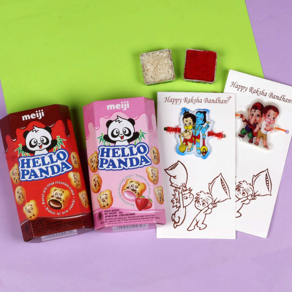 Pair of Kids Rakhis and Hello Panda
