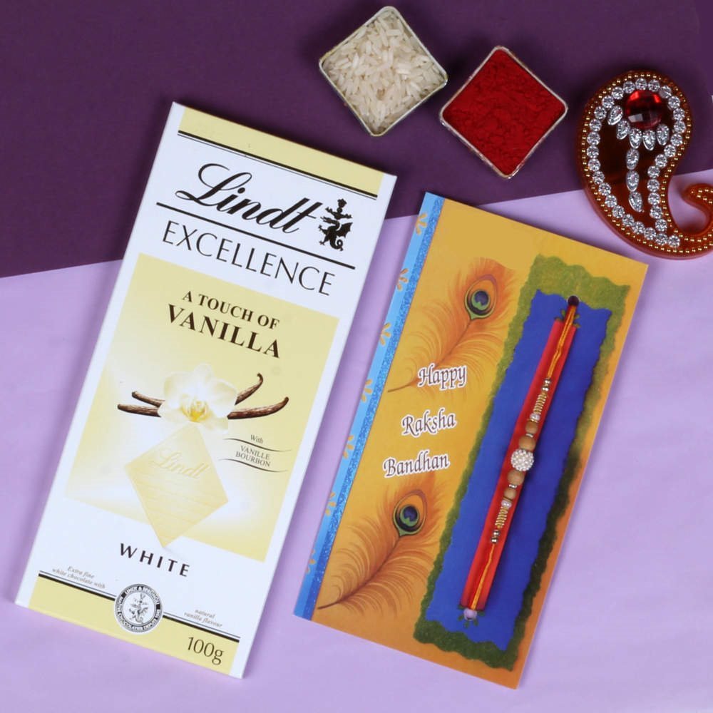 Fancy Rakhi with Vanilla Lindt Excellence Chocolate