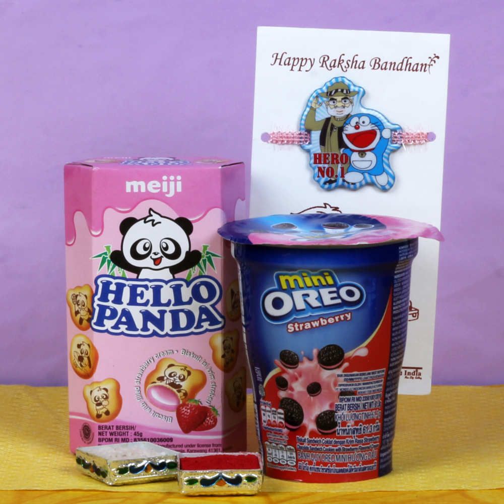 Kids Rakhi Combo of Hello Panda and Mini Oreo Biscuits