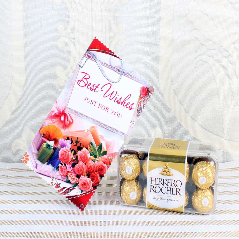 16 Pcs Ferrero Rocher Box and Best Wishes Card