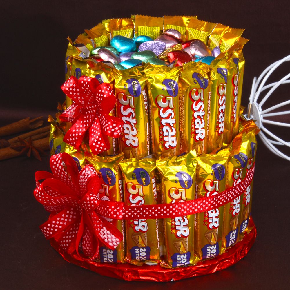 Five Star Chocolates Two Tier Cake shape Arrangement