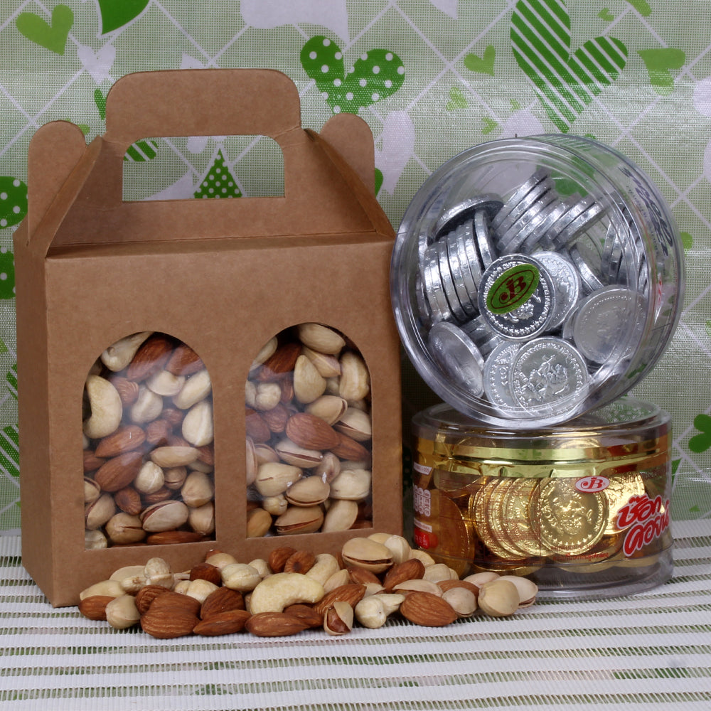 Sliver gold coin chocolate with Mix Dry fruits