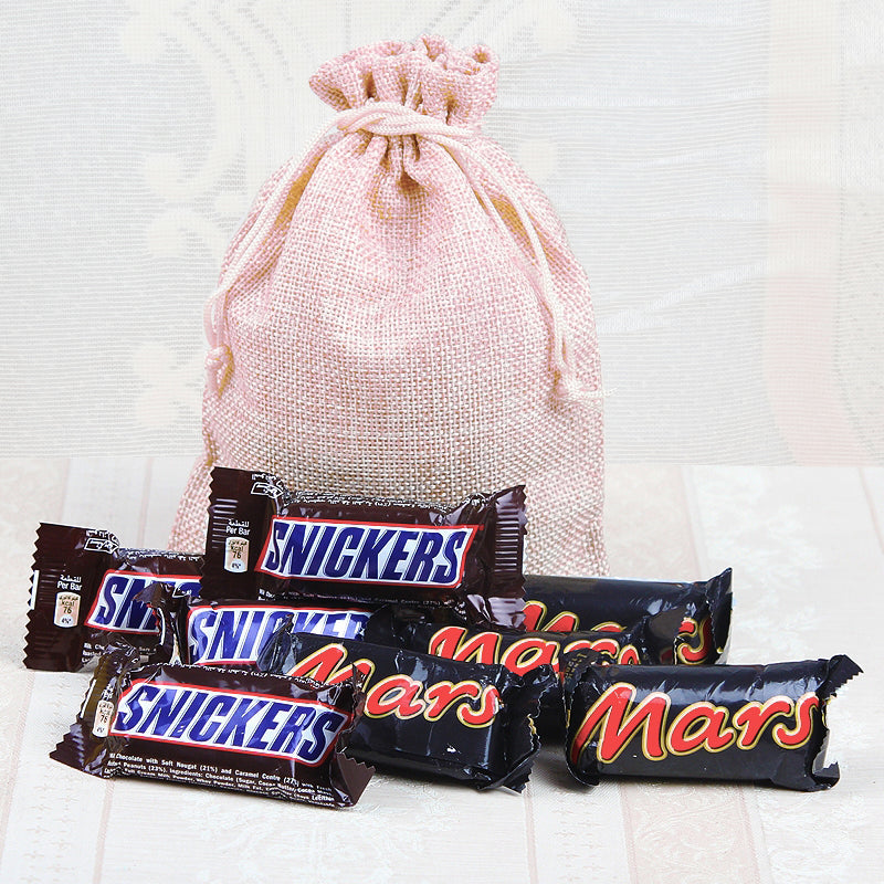 Mars with Snikers Chocolate in a Potli