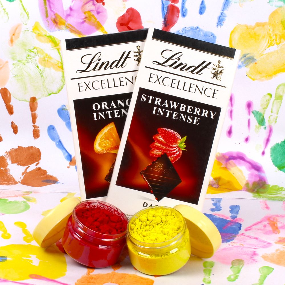 Lindt Excellence Chocolate Bars with Holi Herbal Color