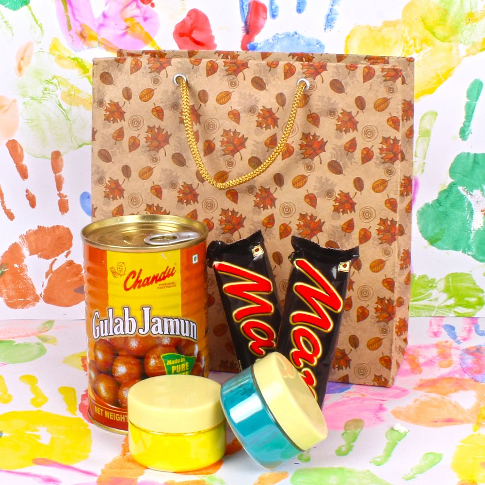 Herbal Scented Holi Colors Gulab jamun with Mars Chocolates