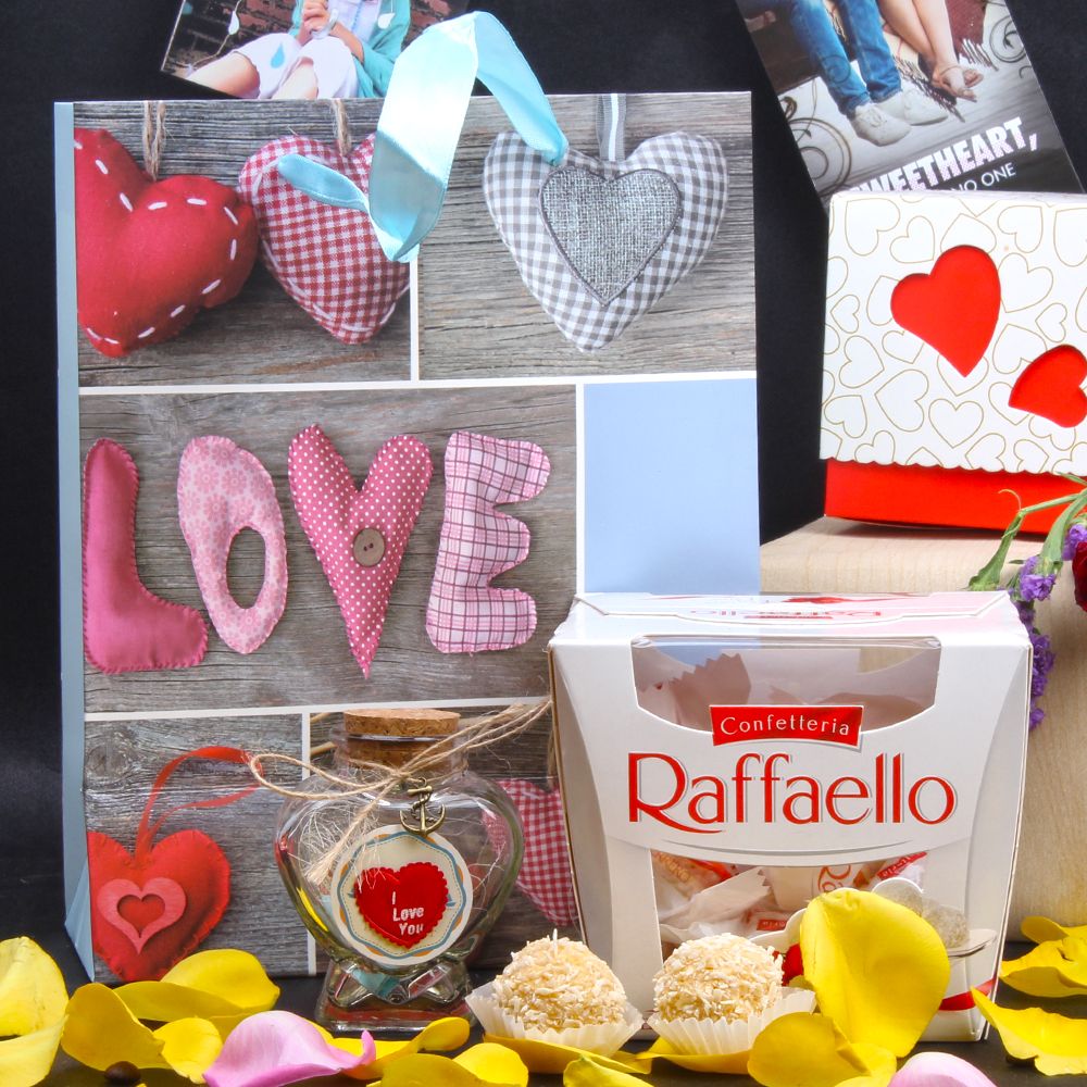 Mothers Day Gift of Raffaello Chocolate and Message Bottle