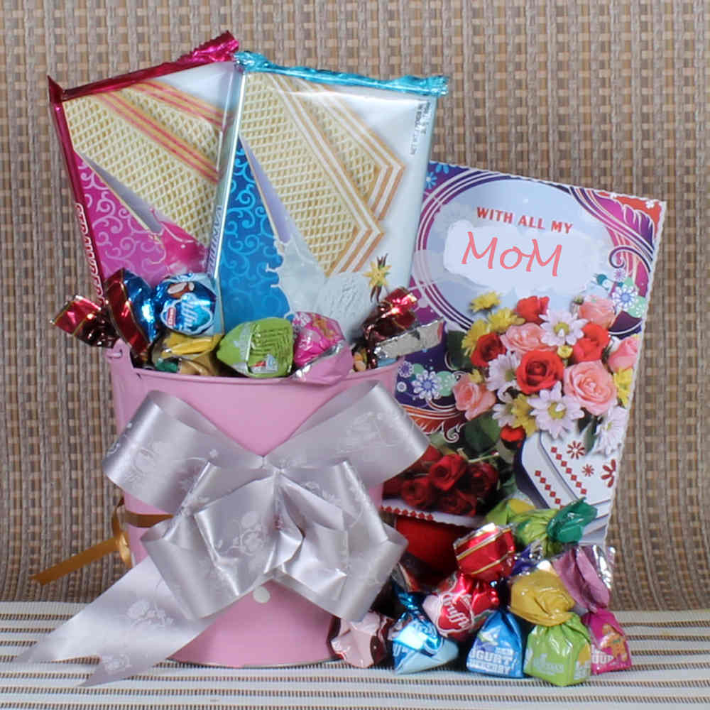 Moms Day Gift Hamper of Wafers Biscuits with Truffles Chocolates