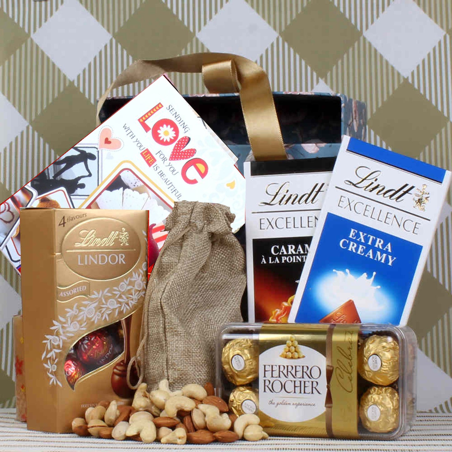 Lindt Rocher and Dryfruit Valentines Hamper