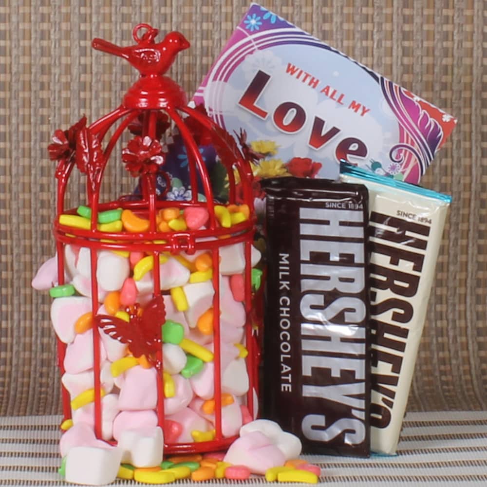 Valentines Love Cage of Chocolate Marshmallow
