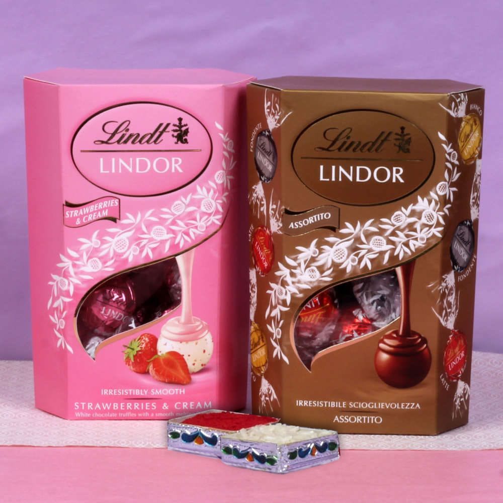 Bhai Dooj Special Lindor Assorted and Strawberry Chocolates Box