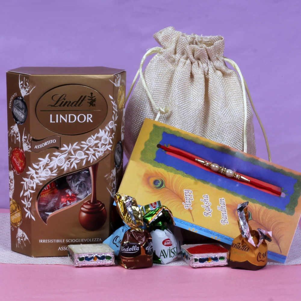 Fancy Rakhi with Assorted Lindor and Truffle Chocolates