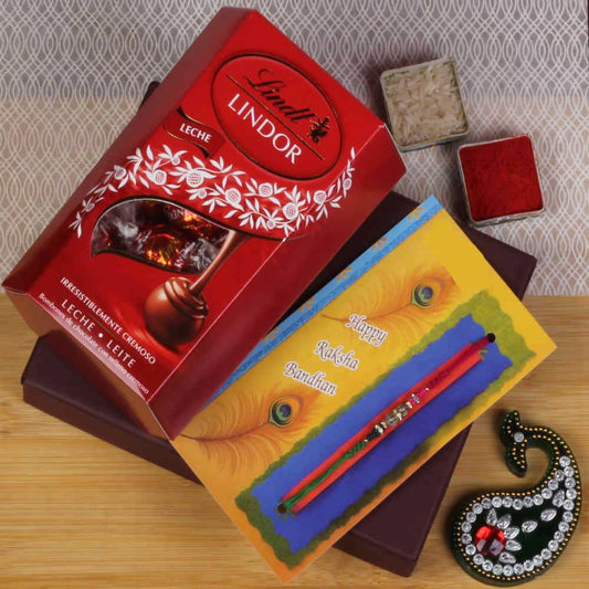 Beautiful Rakhi with Milk Lindor Chocolate