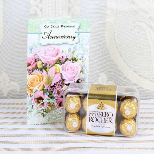 16 Pcs Ferrero Rocher Box and Anniversary Greeting Card