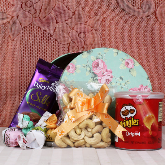 Dryfruit Chocolates and Pringles In Gift Box