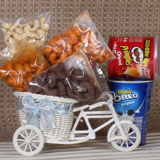 Gift Cycle Basket of Oreo Pringles Dryfruits