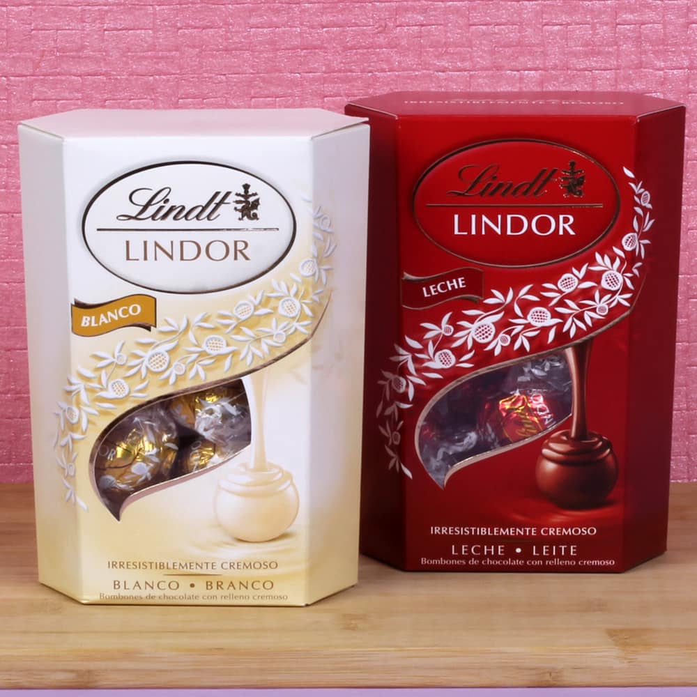 Lindor Box Back Lindor Milk and White Chocolates Boxes – Chocolate Delivery Online