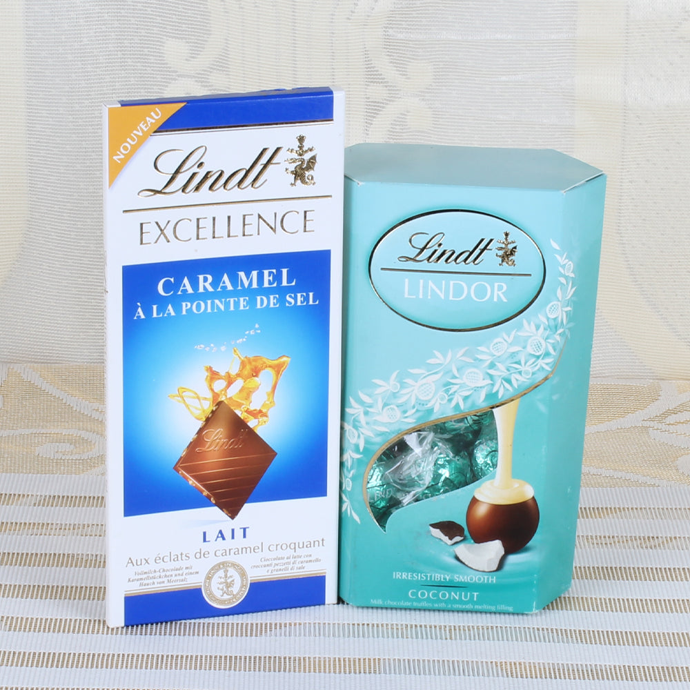 Hamper of Lindt Excellence Caramel with Lindt Lindor Coconut Chocolate