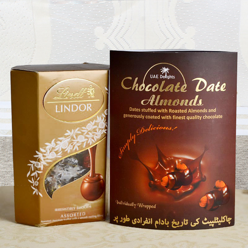Lindor Box Back Chocolate Date Almond and Assorted Lindor Box – Chocolate Delivery Online