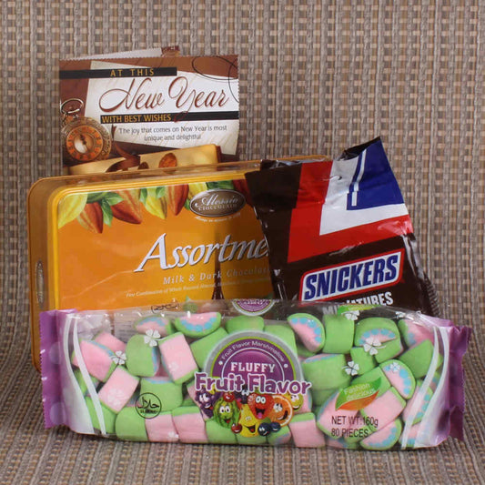 New Year Hamper of Marshmallow with Chocolate