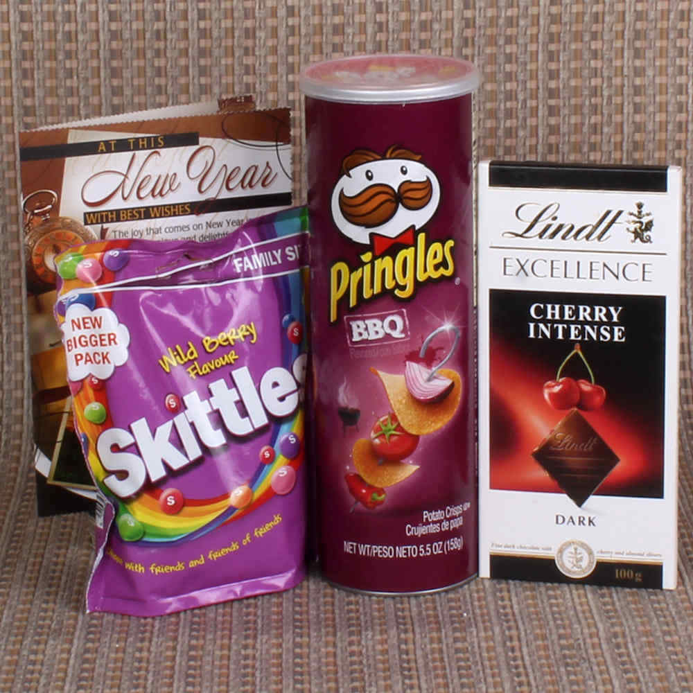 Lindt with Skittle Chocolate Pringle for New Year Treat