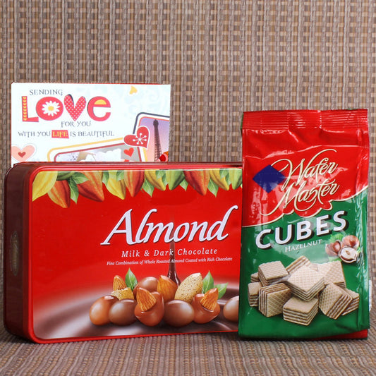 Love Gift of Almond Chocolate and Wafer Chocolate Cubes