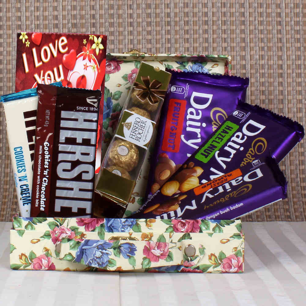 Valentines Day Combo Dairy Milk and Hershey's and Rocher Hamper