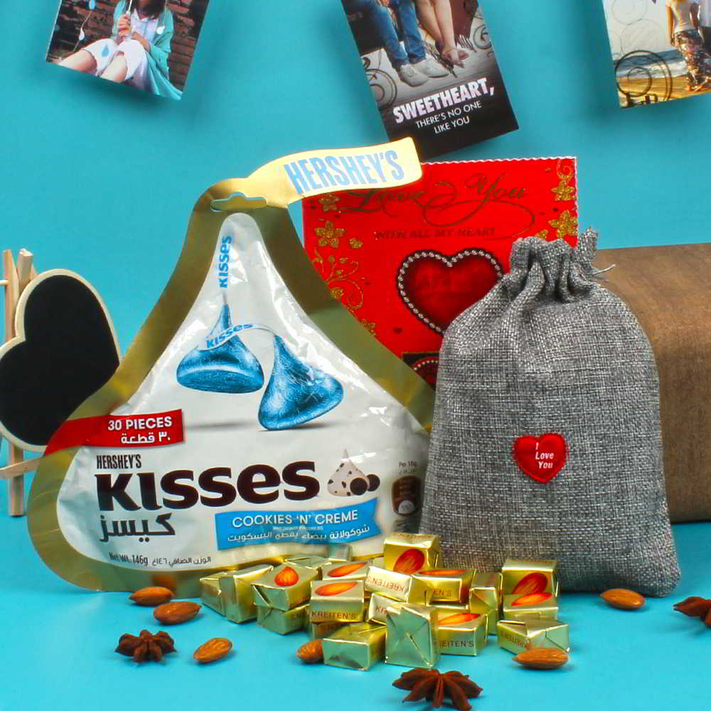 Love Card with Chocolate Jute Bag