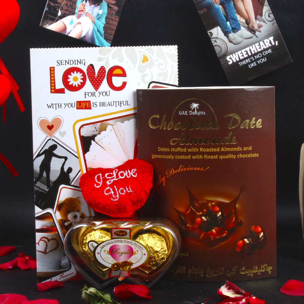 Valentine Hamper of Chocolate Dates Almond