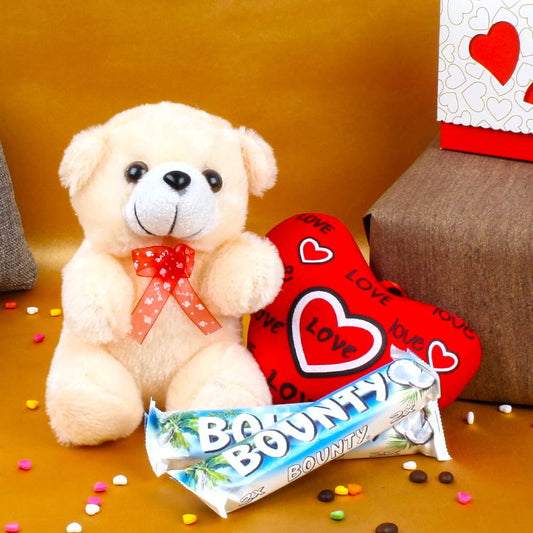 Gift of Love Heart Teddy and Bounty Chocolates