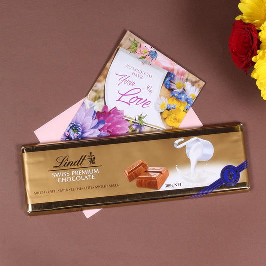 Valentines Gift of Lindt Swiss Premium Chocolate Big Bar