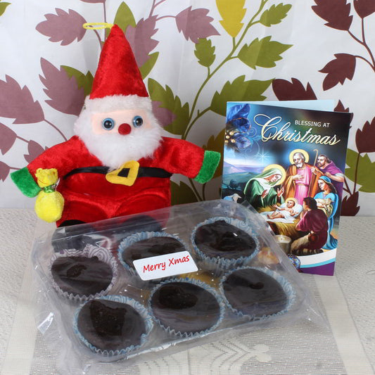 Christmas Greeting with Santa Toy and Cup Cake